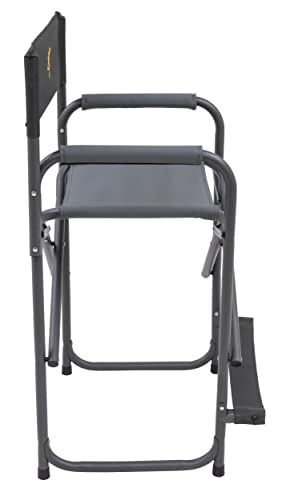 Outdoor Folding Director's Chair - Extra Tall with Flip-Down Footrest, Charcoal Variation