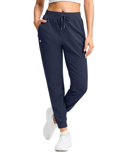 Women's Joggers with Zipper Pockets - Medium Navy Athletic Workout Pants