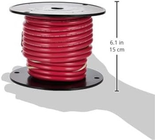 Ancor 112505 Tinned Copper Wire - 6 AWG (13mm²), Durable Red, 50ft Length for Reliable Connections