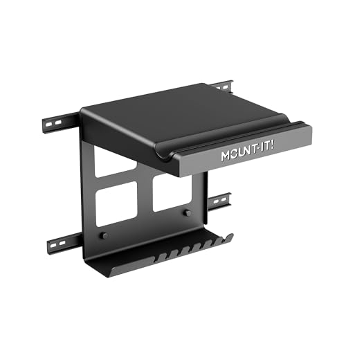 Black Mount-It! Wall Bike Rack with Shelf & Hooks for Indoor Storage