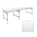 Moosinily 6FT Folding Camping Table White - Adjustable Height Outdoor Picnic & BBQ