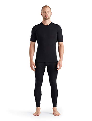 Men's Wool Base Layer Leggings - Cold Weather Thermal Pants, Large / Black