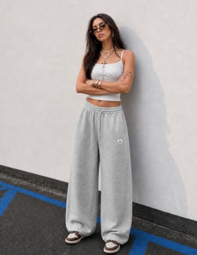 Aelfric Eden Men's Gray Wide Leg Sweatpants with Pockets, Casual Lounge & Athletic Pants, Small