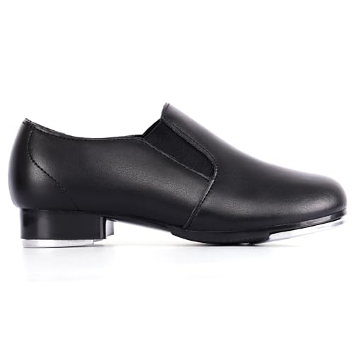 Unisex Child Double Elastics Tap Shoes for Girls and Boys - Black, 2 Little Kid