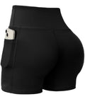 Women's High Waisted Workout Shorts with Pockets - Black, X-Large