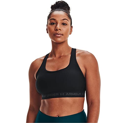 Under Armour Women's Crossback Mid Impact Sports Bra - Small Black/Jet Gray