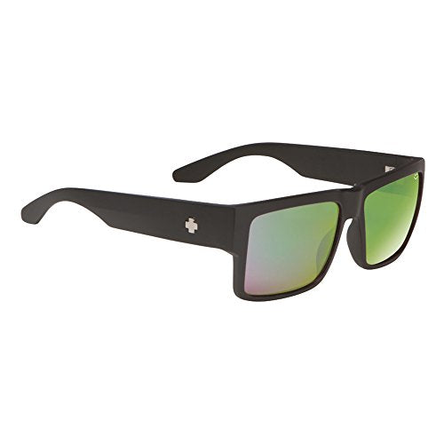 Square Sunglasses with Color Contrast & Polarized Lenses - Matte Black, Happy Bronze & Green Mirror