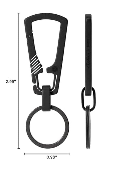 KeyUnity Titanium Carabiner Keychain Clip, Quick Release EDC Key Holder Organizer with Key Ring (KM04BK)