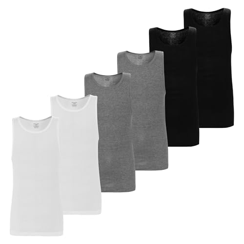 XX-Large Men's Tank Top Undershirts 6-Pack Cotton Sleeveless Ribbed A-Shirts