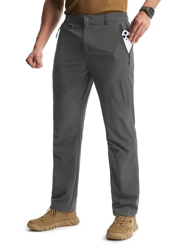 Libin Men's Hiking Pants 34W x 30L Quick Dry Stretch Travel Trousers - Grey