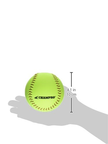 Champro ASA Approved 12-Inch Slow Pitch Softballs - Pack of 12, .44 COR, 375 Compression, Poly Synthetic Cover, Red Flat Seams, Optic Yellow