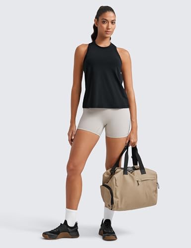 Medium Black Pima Cotton Crewneck Tank Top for Workout & Casual Wear