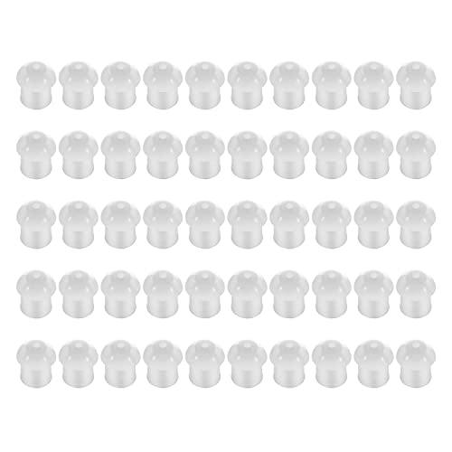 Replacement Mushroom Ear Tips 50 Pack for Radio Acoustic Tube Earpiece & Coil Headset - White Silicone