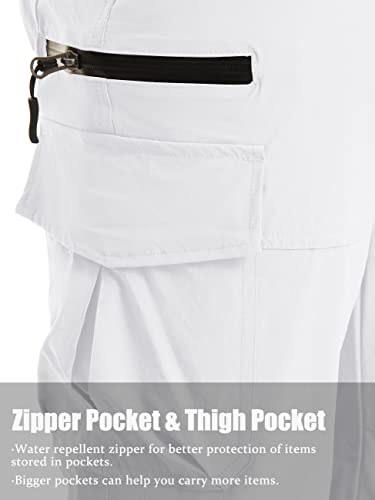 Men's Cargo Shorts - Quick Dry Waterproof Hiking Capri Pants 03 White 36