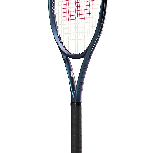 Wilson Ultra 100UL v4.0 Performance Tennis Racket - Grip Size 3-4 3/8", Strung with Sensation 16 Natural at Mid Range Tension