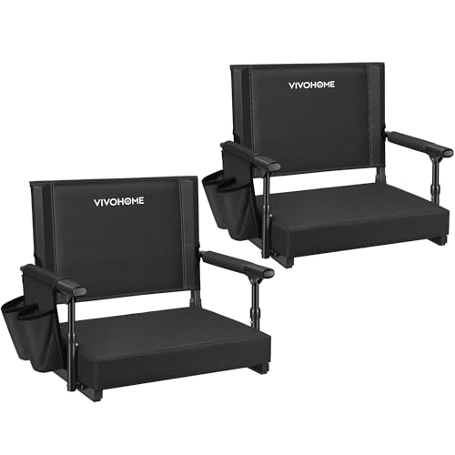 VIVOHOME Black Stadium Seats with Back Support & Cup Holders