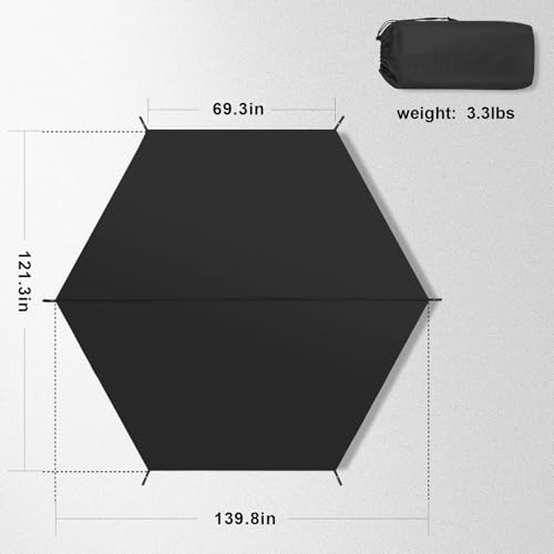 MasterCanopy 12x12 Hexagonal Tent Footprint with Storage Bag Black