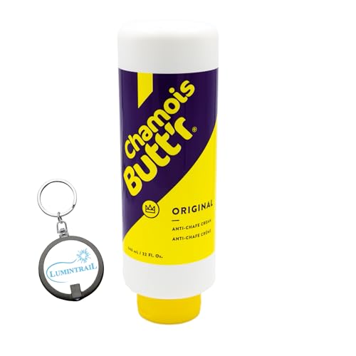 Chamois Butt'r Anti-Chafe Cream 32oz with Keychain Light for Athletes