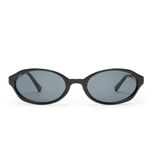 Le Specs Lunita Oval Sunglasses Unisex Black Frame Smoke Lens Y2K Style