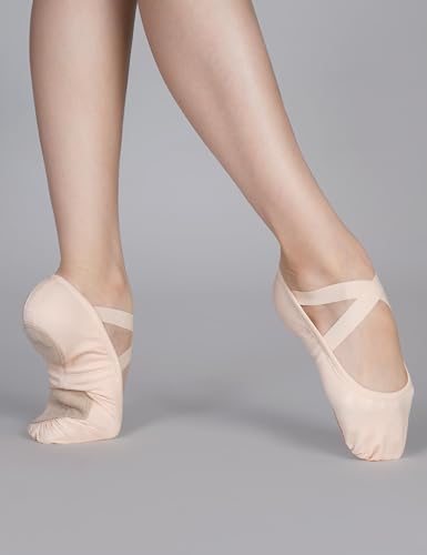 Daydance Cloud Soft 4-Way Stretch Girls Ballet Shoes - Light Pink, Big Kid, Split Sole Ballet Slippers