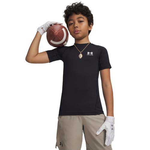 Under Armour Kids HeatGear Armour Short Sleeve T-Shirt - Small, Black & White