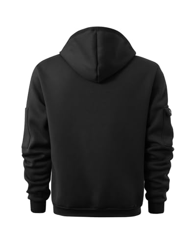 Men's Tactical Hoodies Quater Zip Sweatshirt Black XL - Casual Workout Pullover