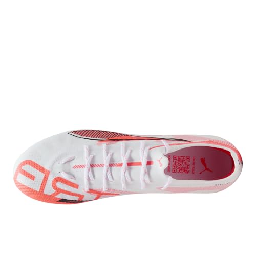 PUMA Ultra 5 Pro Firm Ground Soccer Cleats - White/Black/Red, Artificial & Natural Grass