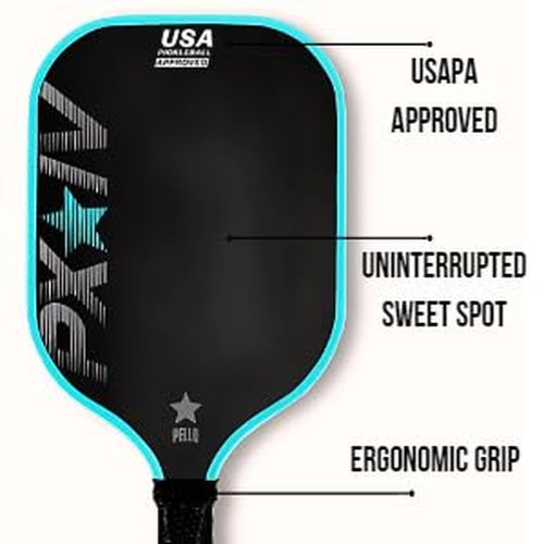 PELLO PXIV Carbon Fiber Pickleball Paddle | USAPA Approved | Toray 700 Carbon Fiber face | Polypropylene Honeycomb Core | Pickle Ball Racket for Power, Spin and Control