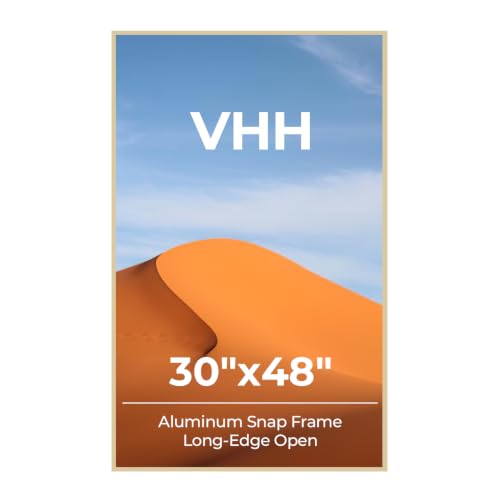 30x48 Metal Poster Frame with Matte Gold Finish and Plexiglass - Wall Mount