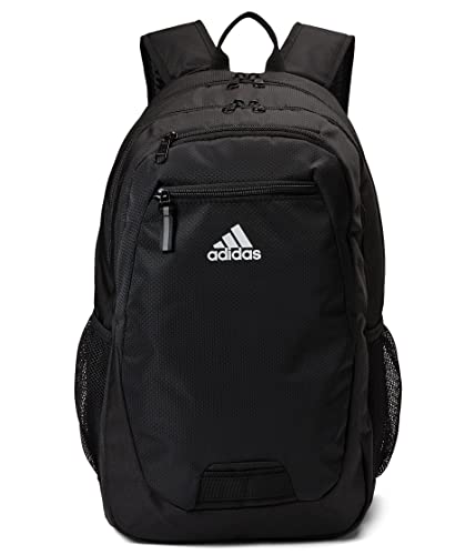 adidas Foundation School Backpack 38L - Black/White, Fits 16-Inch Laptop, Water Bottle Pockets, Ample Storage