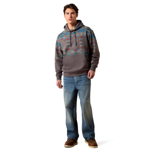ARIAT Men's Graphic Hoodie Medium Grey Southwest X-Large Casual Sweatshirt