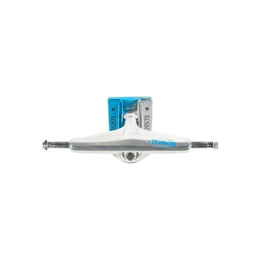 Tensor Skateboard Trucks Aluminum Stencil Mirror Raw/Light Blue Fade 5.5 (8.25")