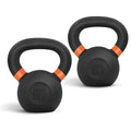 Orange Powder Coated Kettlebell 9-88 lb - Solid Cast Iron, Wide Handle, Non-Slip Base
