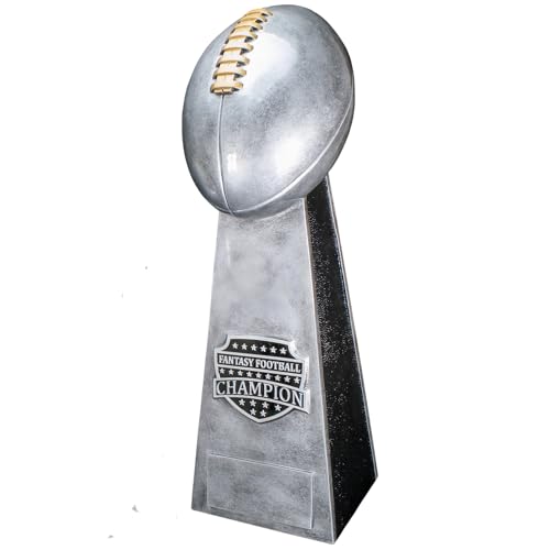 Large 16 Inch Silver Decade Awards Fantasy Football Champion Trophy with Custom Engraved Plate