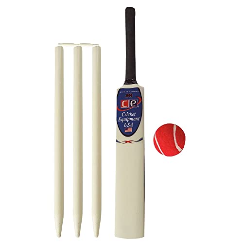 Junior Cricket Bat Set Wooden Gift Size 4, 6 Includes Stumps Ball