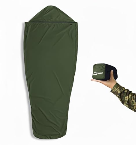 Litume Waterproof Mummy Bivy Sack Sleeping Bag Cover - Army Green, Lightweight & Compact Shelter for Camping & Backpacking
