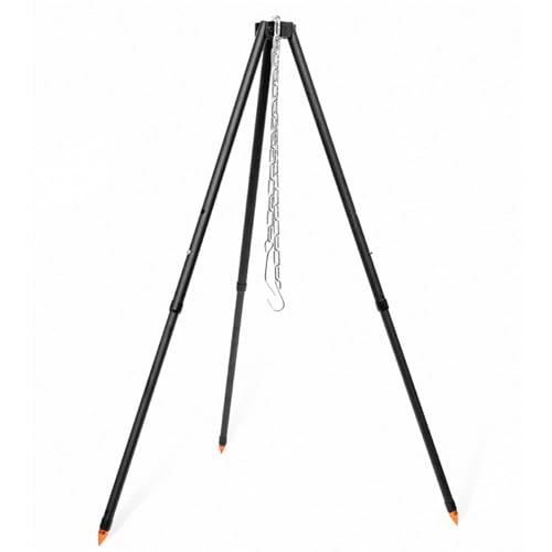 Camping Tripod for Cooking with Adjustable Height and Chain - Durable Aluminum Alloy