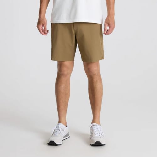 Men's Travel Shorts - Roark Layover Pro, 8 Inch, Breathable, Dark Khaki, Large