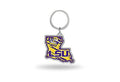 LSU Tigers State Shape Keychain - Team Color Home State Pride