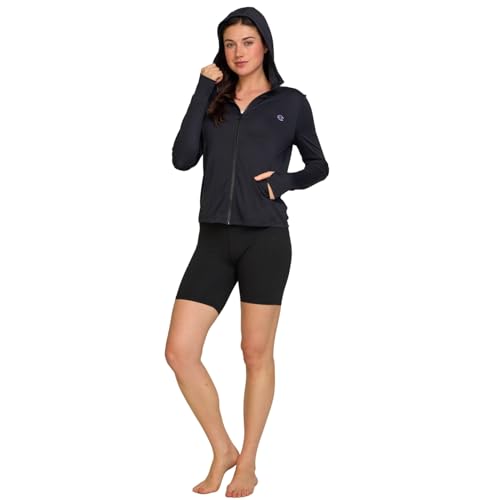 Medium Black Sun Hoodie Women's SPF 50+ UV Rash Guard Sun Shirt
