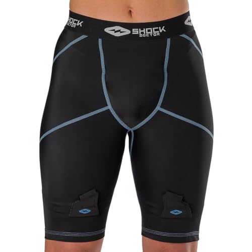 Girl's Compression Hockey Short with Pelvic Protector - Large, Black