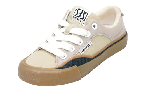 Men Women Low Top Skate Shoes Casual Sneakers 6.5 Beige - Skateboarding
