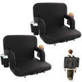 Extra Wide 25-Inch Stadium Seat with Back Support & Carry Straps – Black