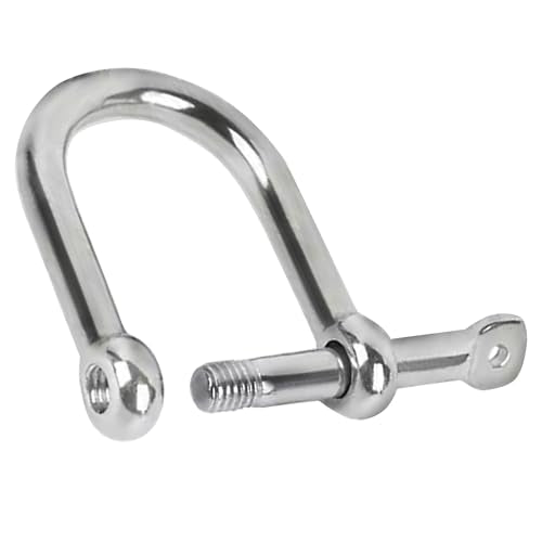 Marine Grade 316 Stainless Steel Wide D Shackle 1/4 Inch 4 Pack for Boat Rigging