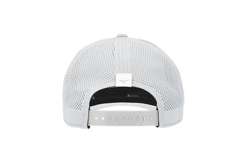 Unisex Golf Hat - Mizuno Tour Vent Adjustable Snapback Cap - Light Grey White One Size
