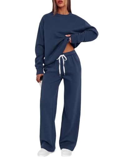 X-Large Navy Blue Sweat Lounge Sets for Women Matching Sweatsuits Fall Outfits