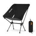 Portable Camping Chair Black Lightweight Foldable Lawn Chair with Carry Bag