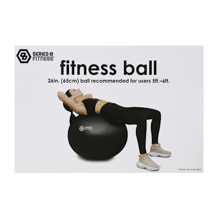 Series-8 Fitness Ball, 26 inch (65cm), Black.Perfect for core strengthening, Balance Training, and Versatile Workout Sessions, This Durable Exercise Ball Helps Enhance Your Fitness Goals.