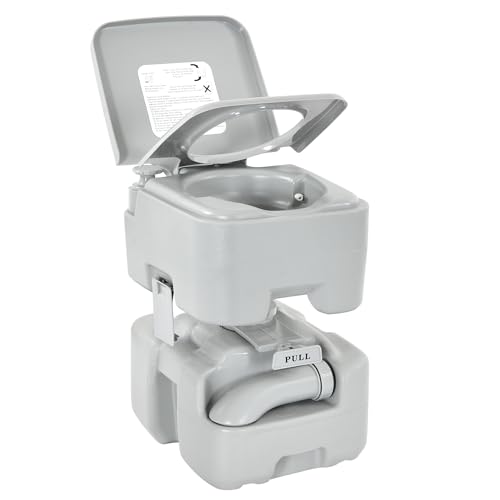 YITAHOME Portable Camping Toilet with Handle Pump & Wheels, 5.28 Gal Waste & 3.2 Gal Freshwater Tank