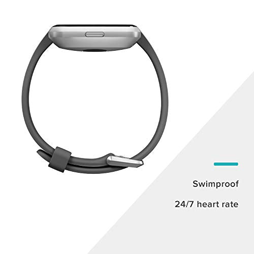 Fitbit Versa Lite Smartwatch GPS Charcoal Silver Aluminum One Size